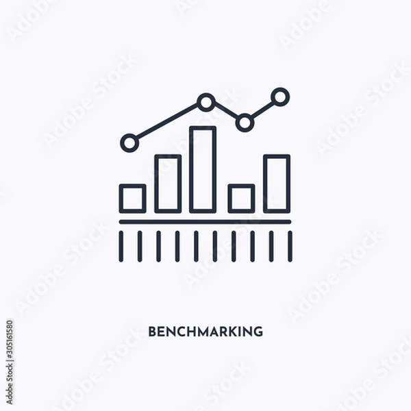 Fototapeta Benchmarking outline icon. Simple linear element illustration. Isolated line Benchmarking icon on white background. Thin stroke sign can be used for web, mobile and UI.