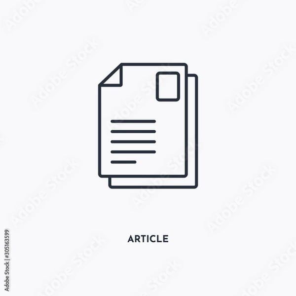 Fototapeta article outline icon. Simple linear element illustration. Isolated line article icon on white background. Thin stroke sign can be used for web, mobile and UI.