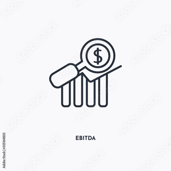 Fototapeta Ebitda outline icon. Simple linear element illustration. Isolated line Ebitda icon on white background. Thin stroke sign can be used for web, mobile and UI.
