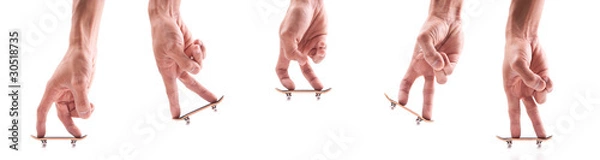 Fototapeta Motion Segments of a Finger Doing a Basic Ollie on Fingerboard