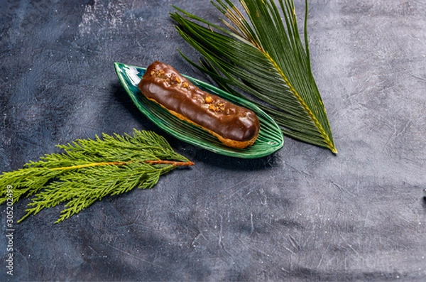 Fototapeta custard eclair with natural mousse