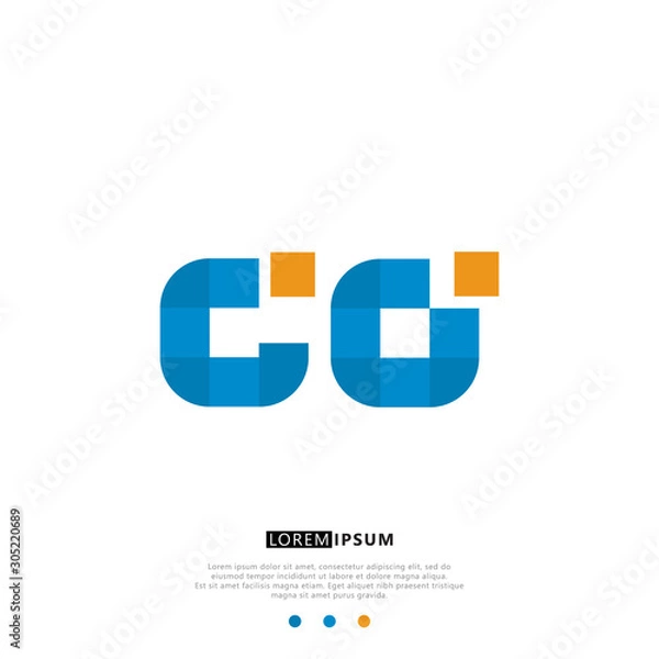 Obraz CO C O Logo Monogram with Blue and yellow Colors. modern letter logo design