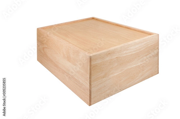 Fototapeta Wooden box side back isolated on white background with clipping path