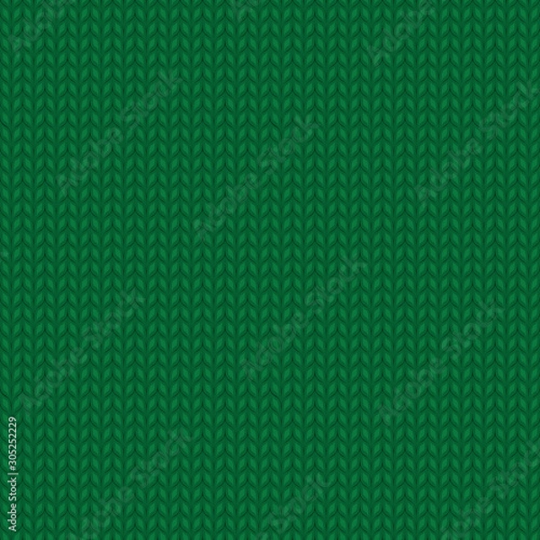 Obraz Seamless knitted green pattern. Christmas backgroung