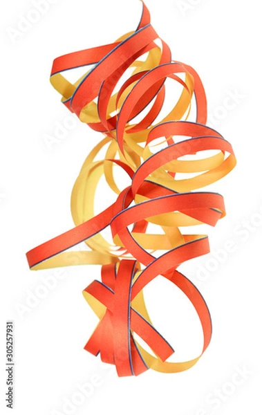 Obraz Bunte Luftschlangen vor einem weißen Hintergrund.