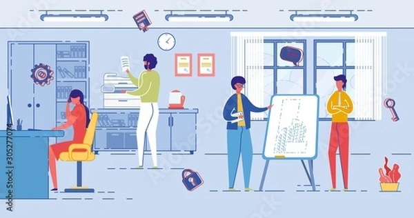 Obraz Office Work with Employees, Project Management.