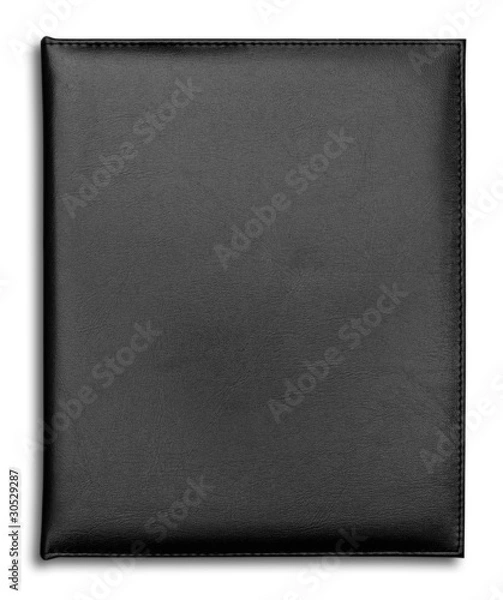 Obraz Black leather case notebook isolated on white background