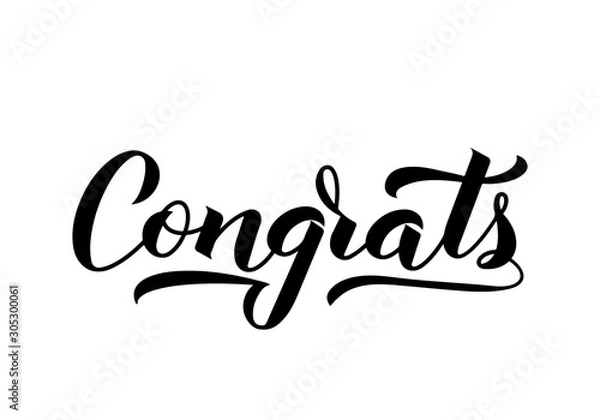 Fototapeta Congrats calligraphy hand lettering isolated on white. Congratulation typography poster. Easy to edit vector template for greeting card, banner, flyer, sticker, invitation, etc.