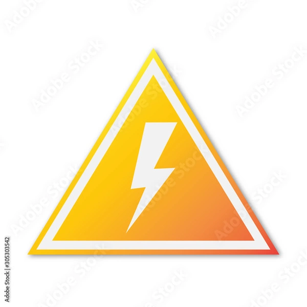 Fototapeta Warning symbol with Lightning icon isolated.