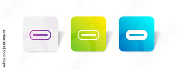 Fototapeta type-c port outline and solid icon in smooth gradient background button	