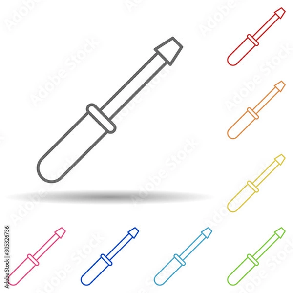Fototapeta Wrench in multi color style icon. Simple thin line, outline vector of construction icons for ui and ux, website or mobile application