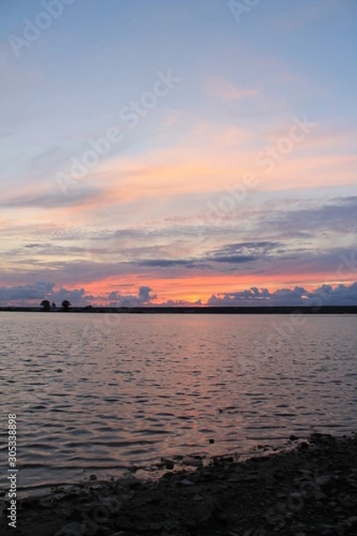 Fototapeta sunset over the river
