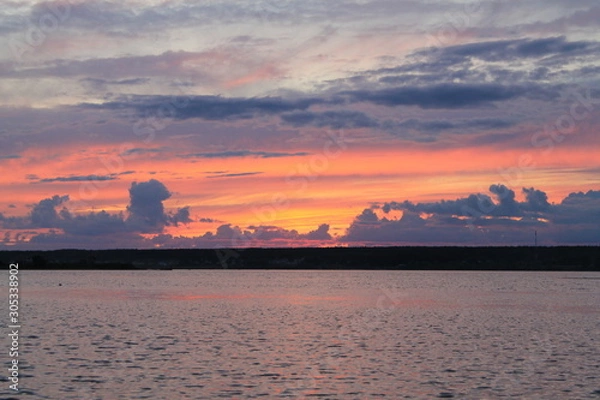 Fototapeta sunset over the river