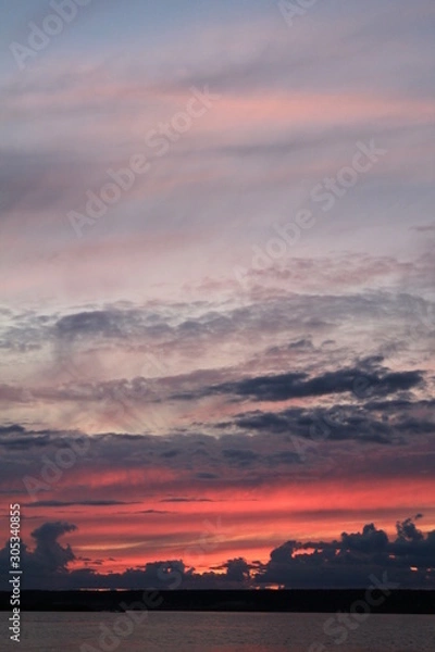 Fototapeta sunset over the river