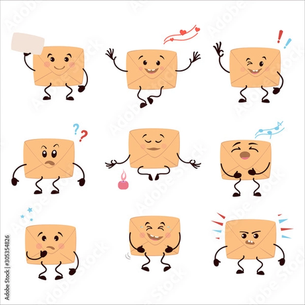 Obraz Cute cartoon envelope set.