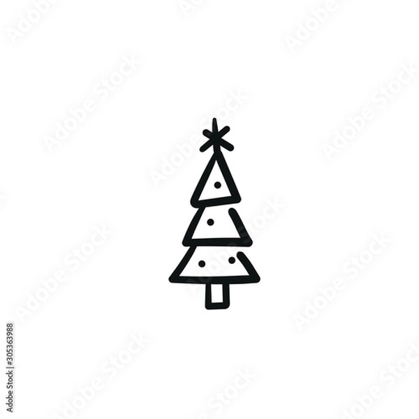 Obraz Hand drawn pine. Simple vector icon