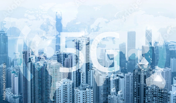 Fototapeta 5G wireless network internet mobile concept