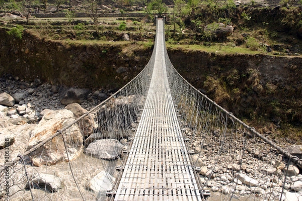 Fototapeta himalaya suspension bridge