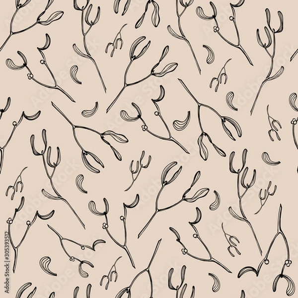 Fototapeta Seamless Mistletoe-312