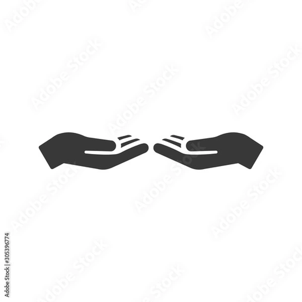 Fototapeta open Hands icon vector. Flat design style. Stock Vector illustration isolated on white background.