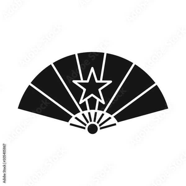 Fototapeta Isolated object of fan and oriental logo. Set of fan and cool vector icon for stock.