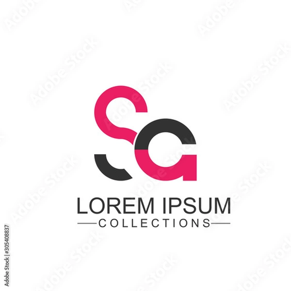 Fototapeta Initial Letter SA Linked Design Logo. Vector illustration for web banner, business presentation, advertising material.