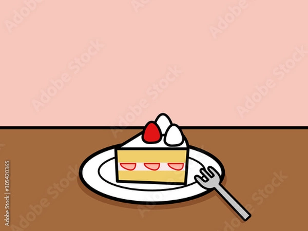 Obraz カフェタイム ショートケーキ （フォーク付き）