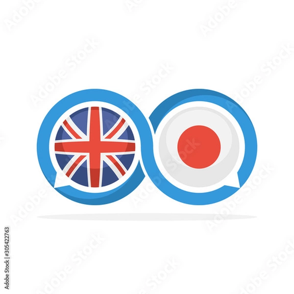 Fototapeta Illustrated icons with English and Japanese communication concepts