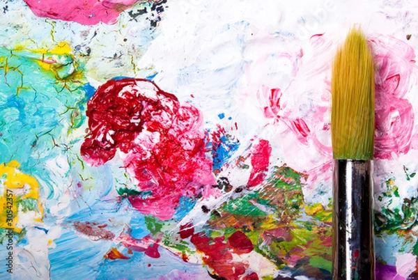 Obraz Farbpalette mit Pinsel