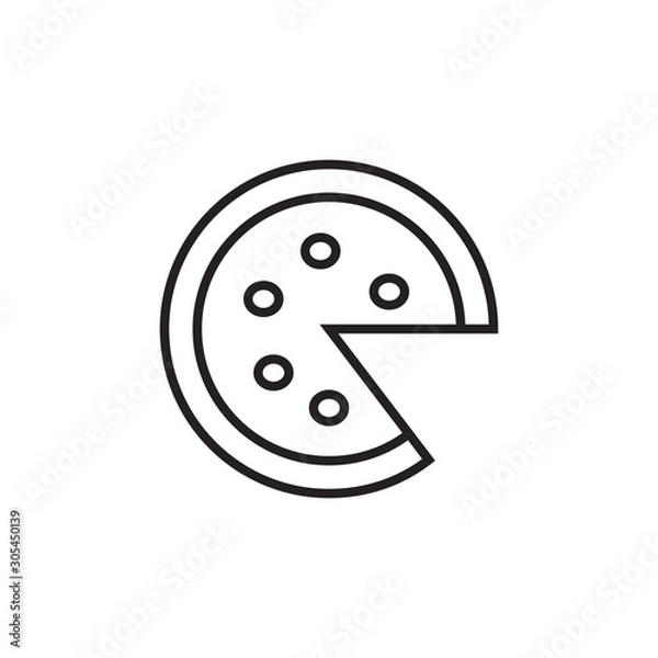 Fototapeta PIZZA, simple linear Icon on a white background, Delicious pizza. EDITABLE STROKE.