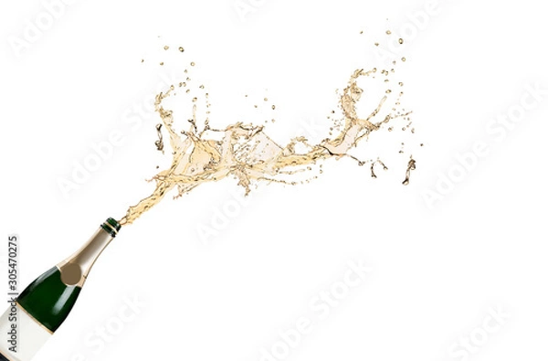 Obraz Champagne explosion isolaed on white background. 