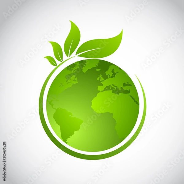 Fototapeta Green earth concept with leaves,vector illustration