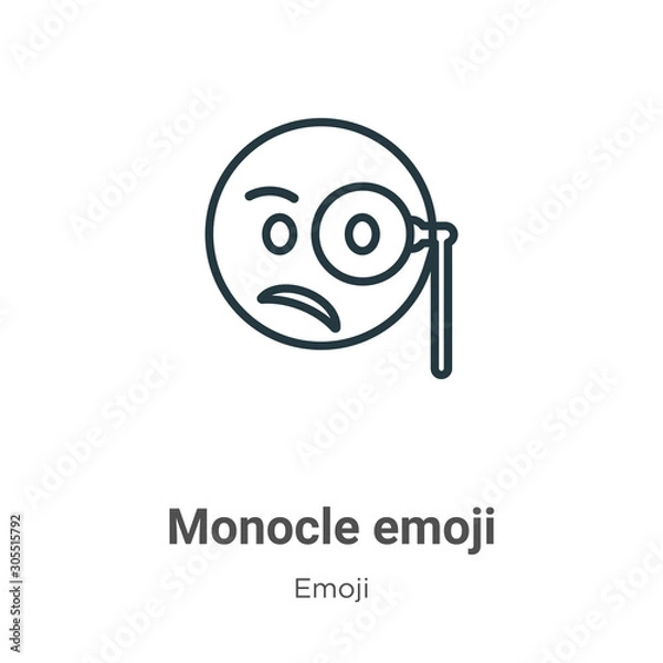 Fototapeta Monocle emoji outline vector icon. Thin line black monocle emoji icon, flat vector simple element illustration from editable emoji concept isolated on white background