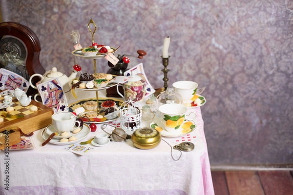 Fototapeta decorations for a mad tea party Alice in Wonderland