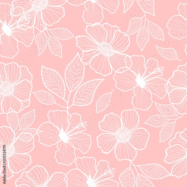 Fototapeta Vector flowers seamless pattern