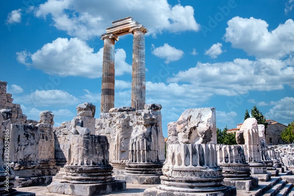 Obraz Ruins of Apollo Temple in Didim Town, Aydin, Turkey. Ancient Apollon Temple