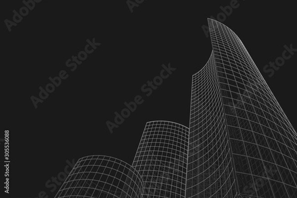 Obraz architecture building linear 3d illustration