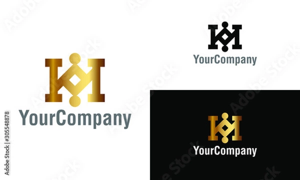 Fototapeta Abstract shape, letter K and crown logo icon design template elements. Simple minimalist template graphic illustration. Creative vector emblem, for icon or design concept.