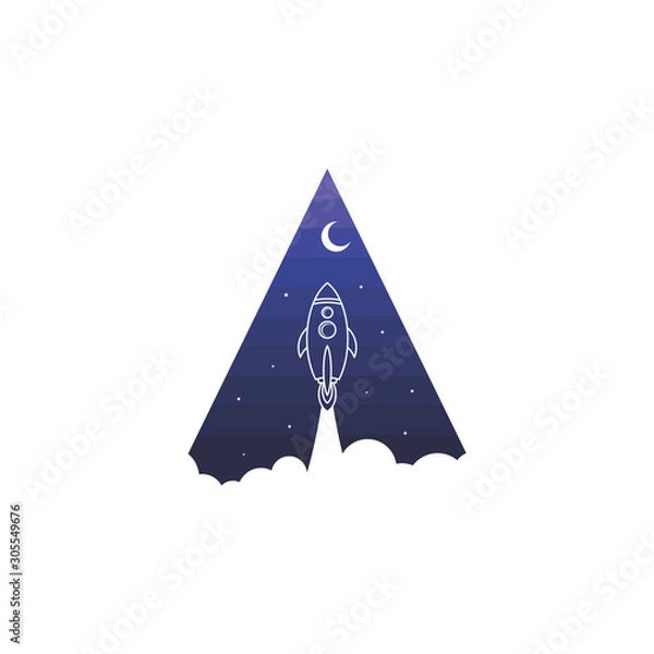Fototapeta space rocket shuttle ship sign logo logotype vector