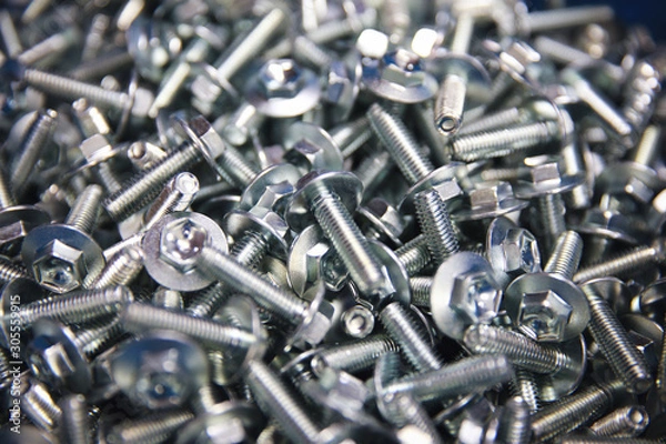 Fototapeta Clouse up stack of Bolts for manufacturing ,Stack of shiny bolt