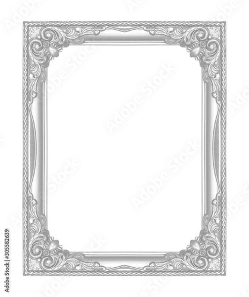 Fototapeta Silver frame isolated on the white background