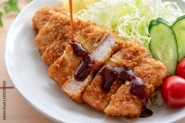 Obraz とんかつとキャベツの盛り合わせ