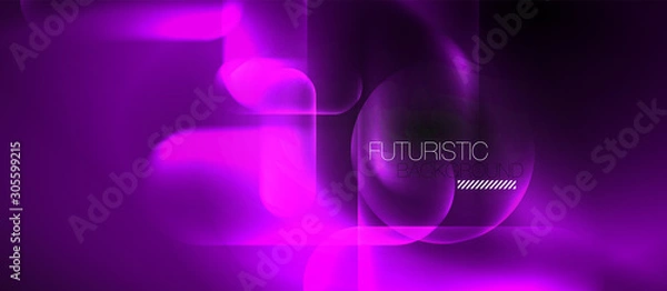 Fototapeta Neon glowing techno lines, hi-tech futuristic abstract background template