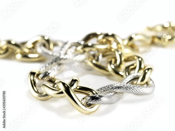 Obraz a necklace chain on white background