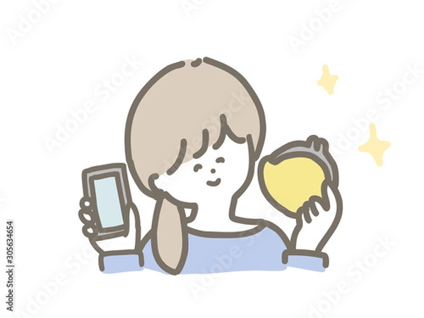 Fototapeta 黄色い財布を持った若い主婦