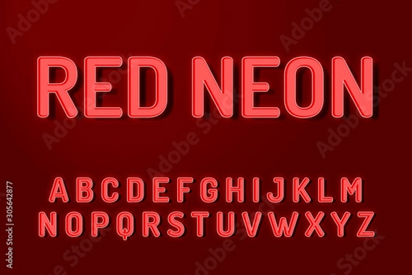 Obraz Red Neon Editable Illustrator Graphic Style Text Effects