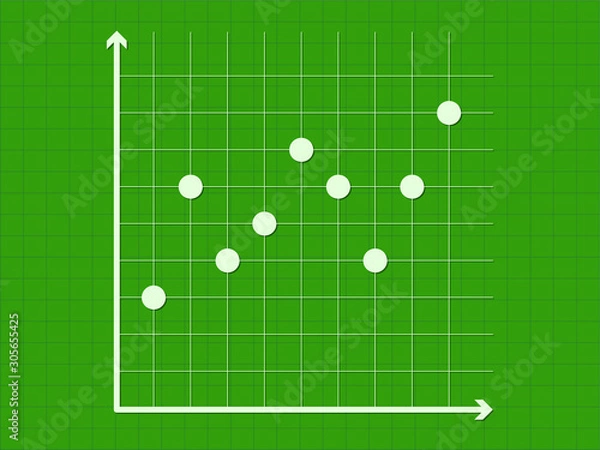 Fototapeta Scatter diagram chart on dark green background vector illustration for business and education