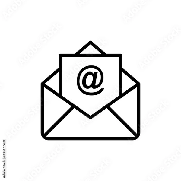 Fototapeta Email Vector Line Icons of Network and Communication. Pixel perfect.
