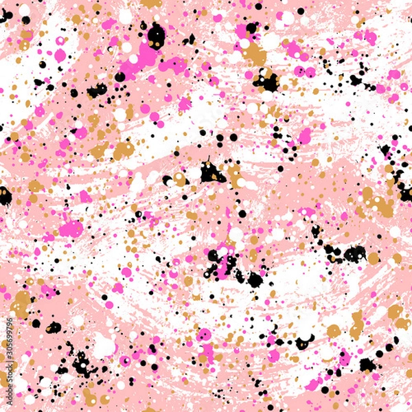 Obraz Abstract hand drawn seamless pattern, brush strokes and paint splashes texture