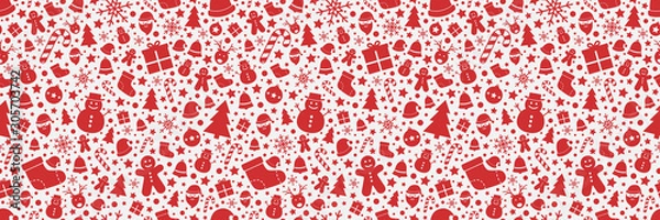 Fototapeta Christmas pattern with festive icons. Seamless texture. Vector